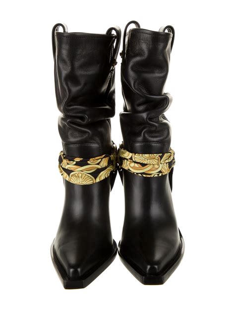 versace leather-like|Versace leather boots.